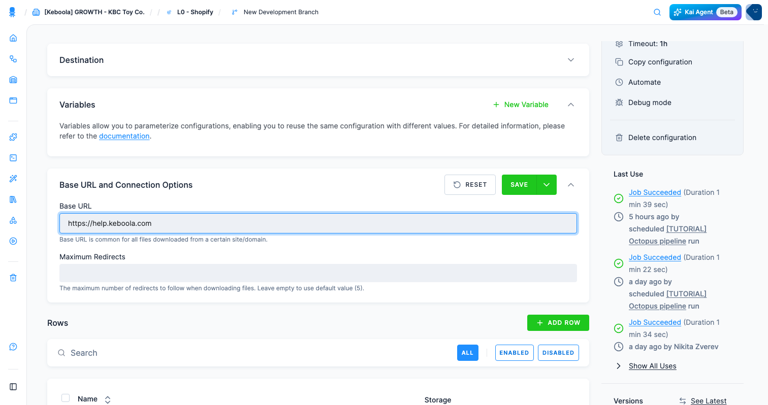 Screenshot - Set the base URL
